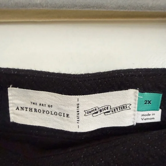 Anthropologie Super Nice Letters Collab Black and Pink Patterned Skirt 2X - Picture 2 of 3